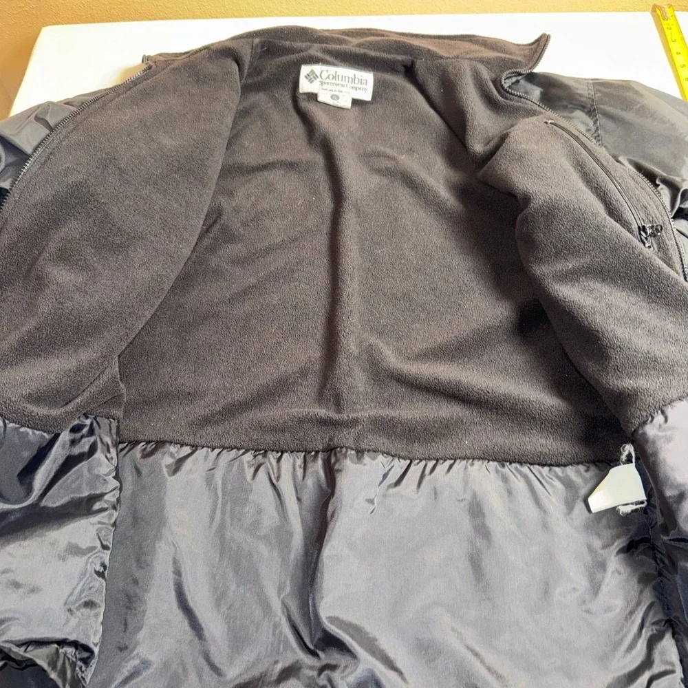 Columbia Mens XL Tall Black Fleece Lined Full Zip Nylon Jacket  XL-T Pit Zips‎